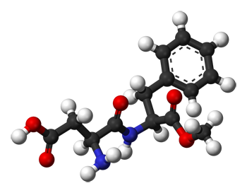 Modelo tridimensional da molécula de aspartame
