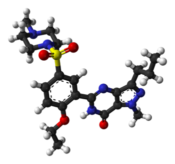 Modelo tridimensional da molécula de  citrato de sildenafila